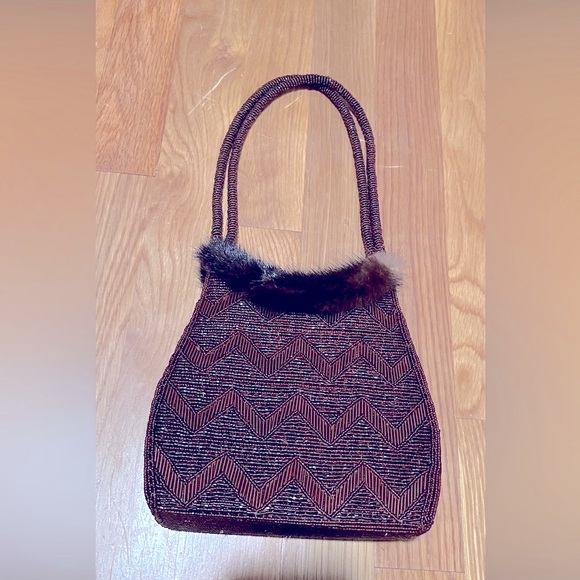 Paris beaded/ genuine fur trim bag - Picture 9 of 9